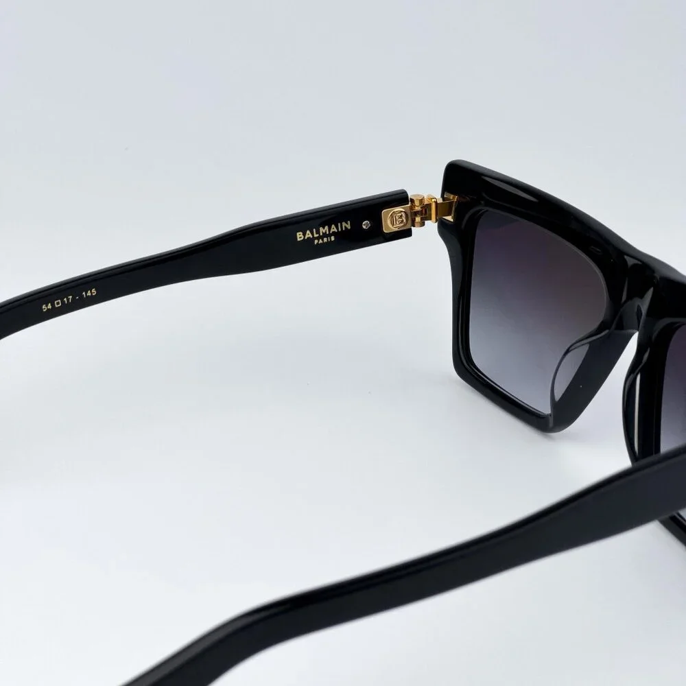 Balmain B-V BPS-121A-54 Men BRAND NEW Sunglasses Titanium Black Gold Grey